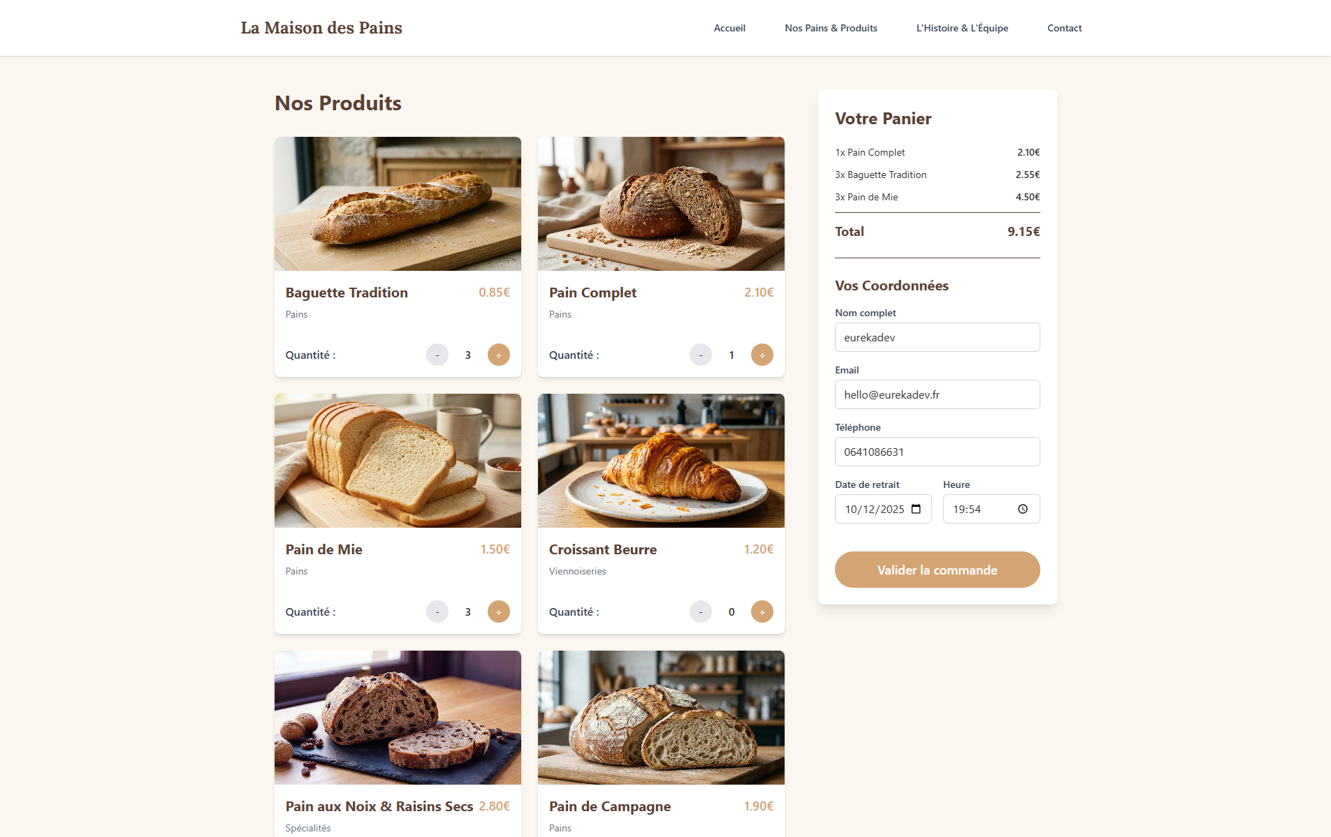 La Maison des Pains — page produits