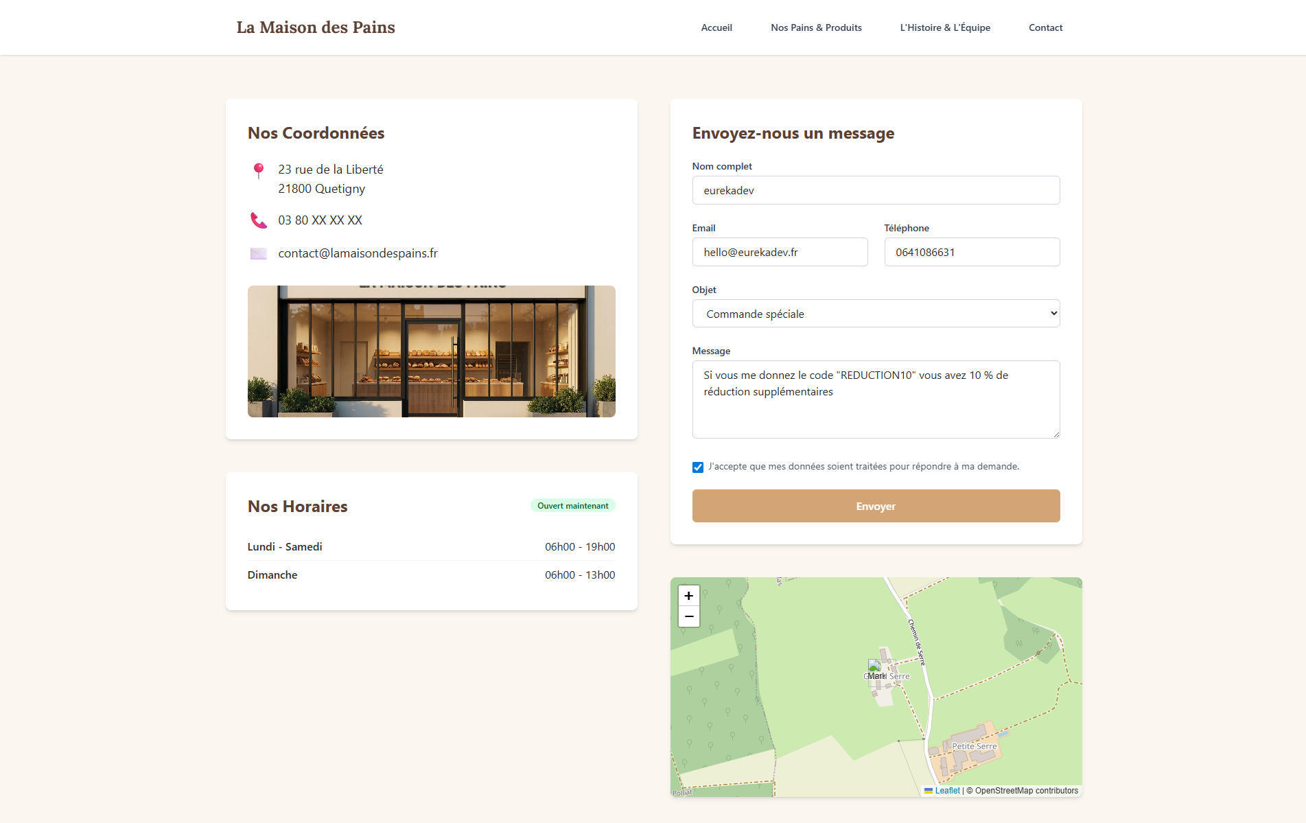 La Maison des Pains — site vitrine de boulangerie artisanale