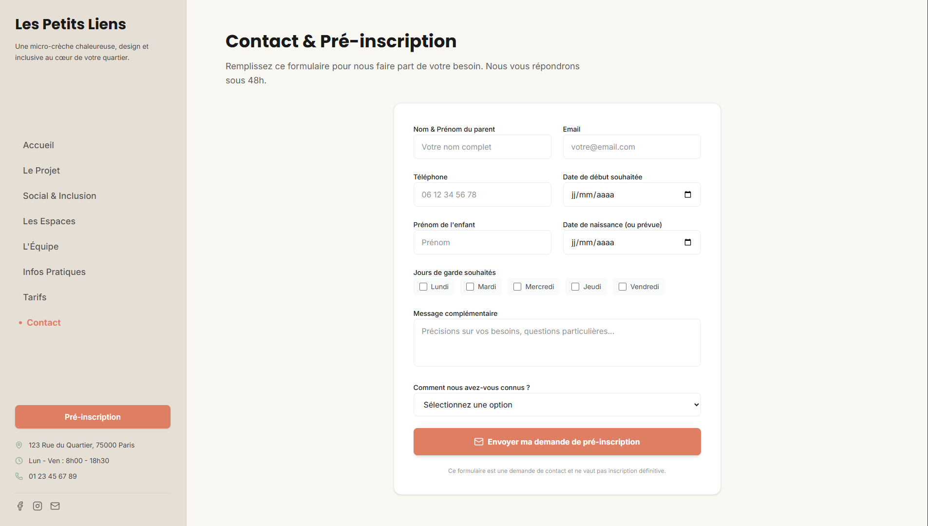 Les Petits Liens — site vitrine de micro-crèche